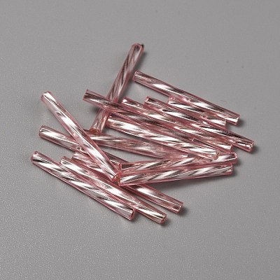 Silver Lined Glass Twist Bugle Beads GLAA-WH0039-11D-1