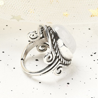 Natural Quartz Crystal Adjustable Rings RJEW-I108-01AS-09-1