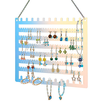 2Pcs Acrylic Wall Mounted Jewelry Display Stands for Earrings Necklaces Bracelets Rings OACR-BC0001-28-1