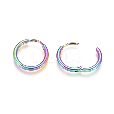 Ion Plating(IP) 304 Stainless Steel Huggie Hoop Earrings EJEW-F111A-17mm-Y-1