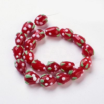 Handmade Lampwork 3D Strawberry Beads X-LAMP-R109A-15-1