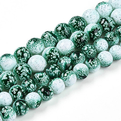 Transparent Baking Paint Glass Beads Strands X-DGLA-N009-8mm-06-1