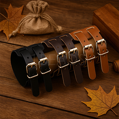 2Pcs 2 Colors Punk Rock Style PU Leather Cord Bracelets BJEW-GO0001-14-1