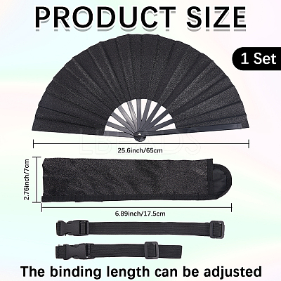 Glitter Plastic & Oxford Cloth Fan with Fan Bags AJEW-WH20022-89A-1