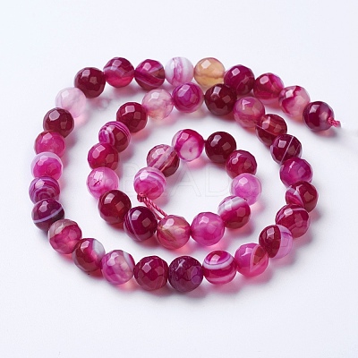 Natural Striped Agate/Banded Agate Beads Strands G-G753-04-8mm-1