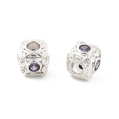 Brass Micro Pave Cubic Zirconia Beads KK-R216-17P-02-1