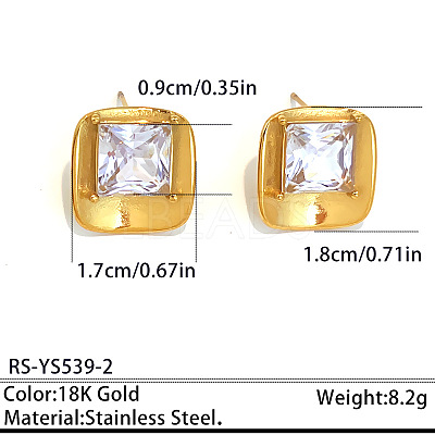 304 Stainless Steel Pave Clear Cubic Zirconia Stud Earrings for Women WG13AAB-02-1