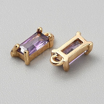 Golden Plated Brass Cubic Zirconia Charms ZIRC-WH0015-01G-06-1