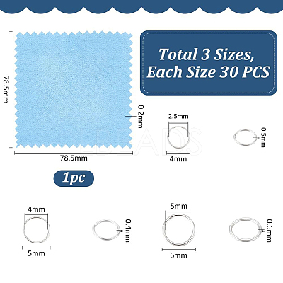 3 Styles 925 Sterling Silver Open Jump Rings STER-UN0001-22B-1
