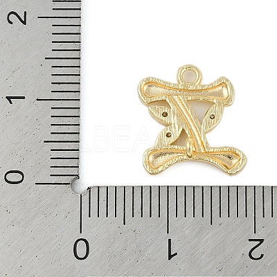 Brass Crystal Rhinestone Letter Links Connector Charms KK-S395-06G-I-1