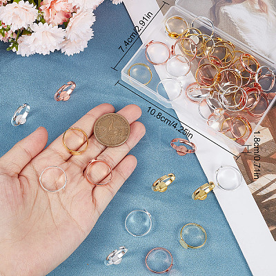60Pcs 3 Colors Adjustable Brass Finger Rings Components KK-BBC0005-39-1