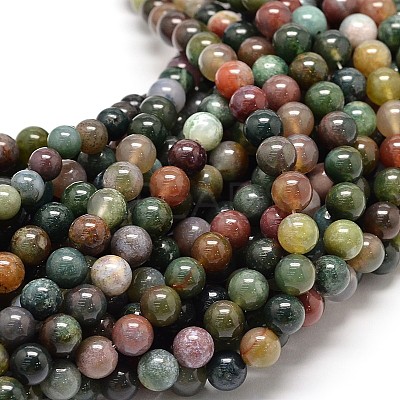 Natural Indian Agate Bead Strands G-P075-40-4mm-1