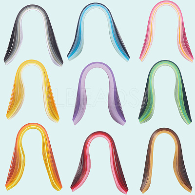 9Sets 9 Styles Gradient Rectangle Quilling Paper Strips DIY-CP0012-32-1