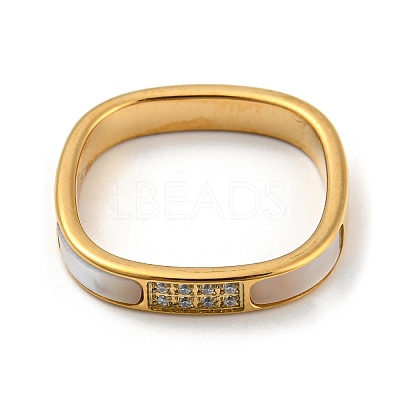 Ion Plating(IP) 304 Stainless Steel Rectangle Finger Ring RJEW-C059-01G-1