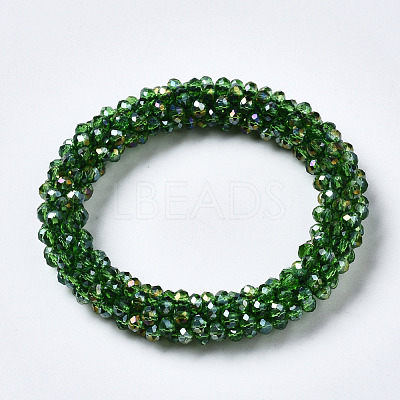 Faceted Transparent Glass Beads Stretch Bracelets BJEW-S144-002C-07-1