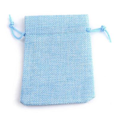Polyester Imitation Burlap Packing Pouches Drawstring Bags ABAG-R005-9x12-16-1