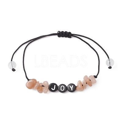 Natural Gemstone Chip Braided Bead Bracelets BJEW-JB09608-1
