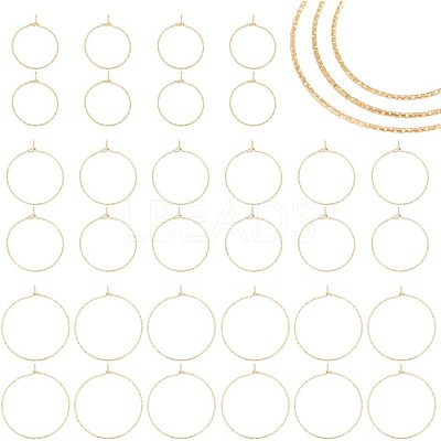 36Pcs 3 Size Ion Plating(IP) 316 Surgical Stainless Steel Hoop Earrings Findings STAS-UN0039-40-1