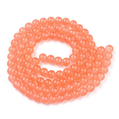 Baking Paint Imitation Jade Glass Round Bead Strands DGLA-Q021-8mm-31-1
