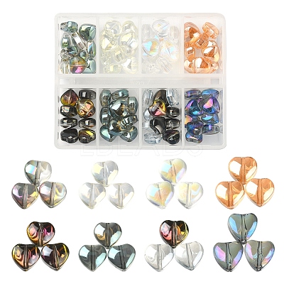80Pcs 8 Style Transparent Electroplate Glass Beads Strands EGLA-FS0001-35-1