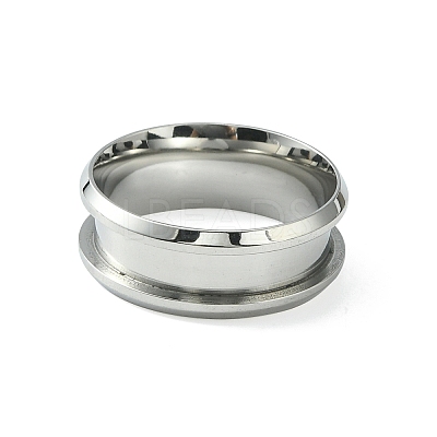 201 Stainless Steel Grooved Finger Ring Settings STAS-TAC0001-10B-P-1