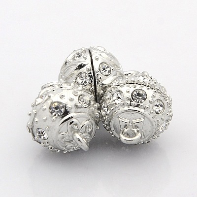 Mixed Round Alloy Magnetic Clasps with Loops PALLOY-P076-M-1