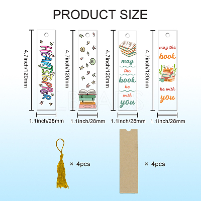 4 Patterns Rectangle Waterproof Acrylic Bookmarks Set DIY-GL0004-50B-1