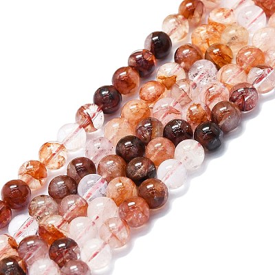 Natural Red Hematoid Quartz/Ferruginous Quartz Beads Strands LS-G-K245-A02-02-1