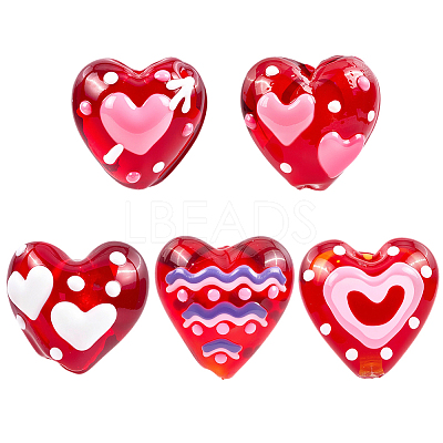 10Pcs 5 Colors Handmade Lampwork Enamel Beads LAMP-PA0001-05-1
