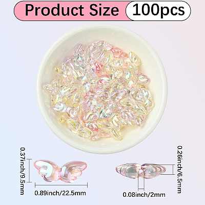 100Pcs Transparent UV Plating Acrylic Beads PACR-PA0001-03-1