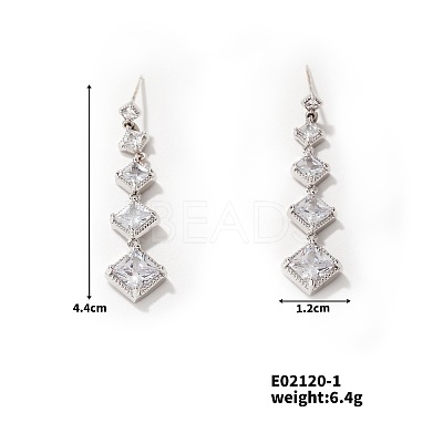 Geometric Cube Stud Earrings with Full Rhinestone Design TL4869-1-1