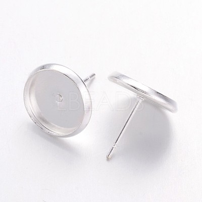 Brass Stud Earring Settings IFIN-Q006-10mm-S-NF-1