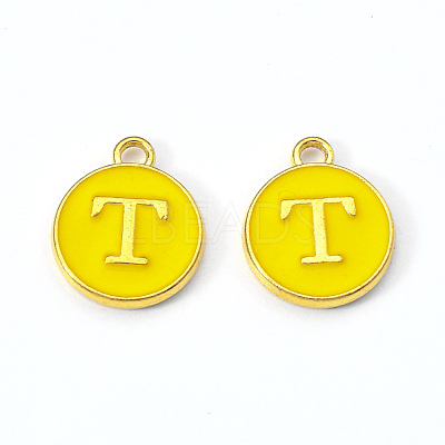 Golden Plated Alloy Enamel Charms ENAM-S118-09T-1