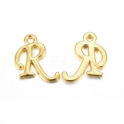 Golden Plated Alloy Letter Pendants PALLOY-J718-01G-R-1