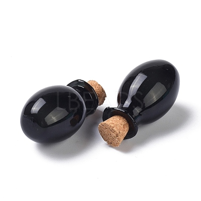 Oval Glass Cork Bottles Ornament AJEW-O032-03D-1