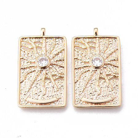 Brass Micro Pave Clear Cubic Zirconia Pendants KK-N232-168G-NF-1