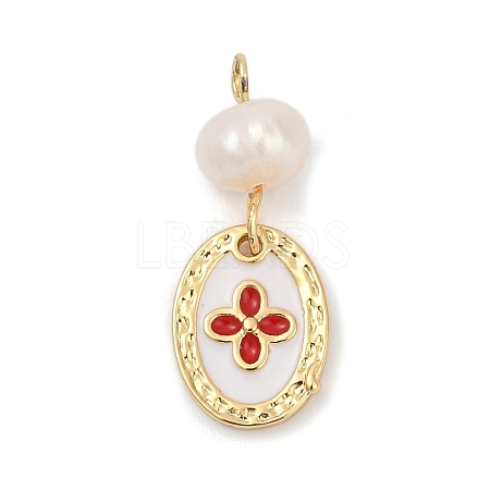 Natural Cultured Freshwater Pearl & Brass Pendants X-KK-U062-14G-02-1