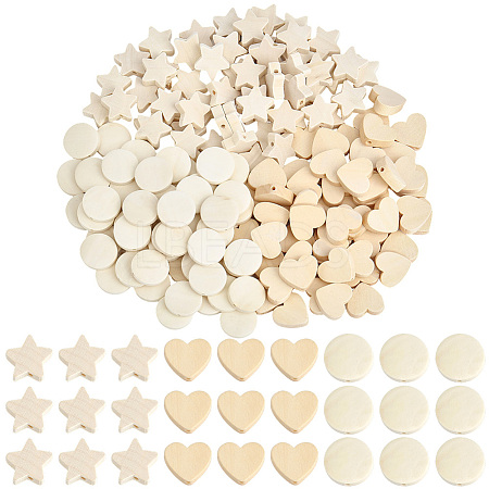 180Pcs 3 Styles Wood Beads WOOD-PA0001-63-1
