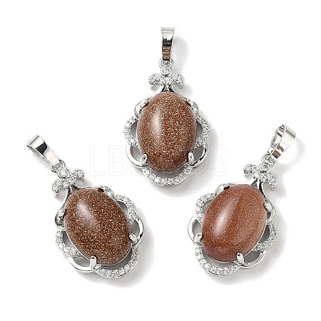 Synthetic Goldstone Oval Pendants G-NH0025-15P-02-1