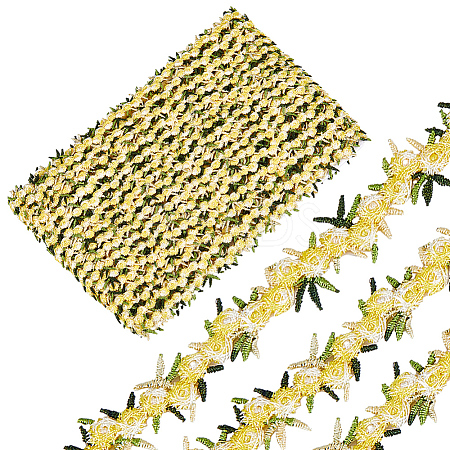 15 Yards Flower Polyester Embroidery Lace Ribbon OCOR-WH0070-77H-1