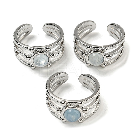 Natural Aquamarine Adjustable Rings RJEW-K269-10P-04-1