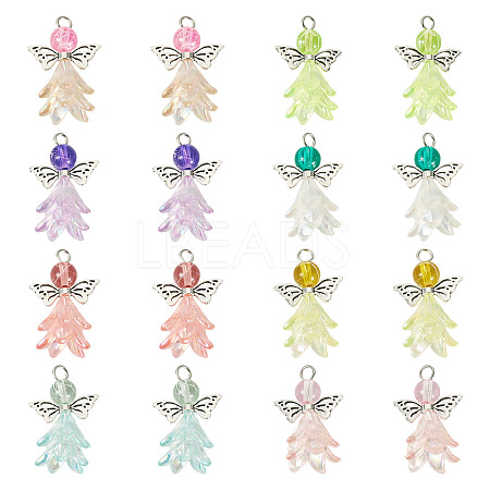 32Pcs 8 Colors Acrylic & Glass Pendants PALLOY-TAC0175-1