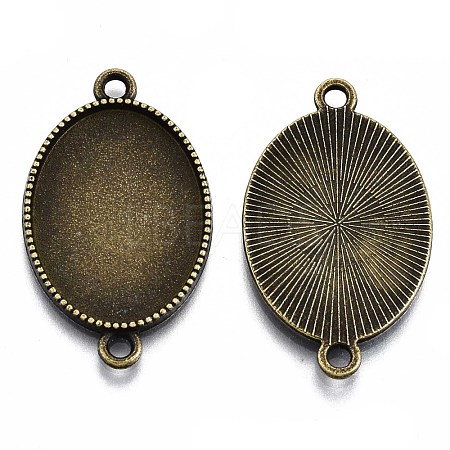 Tibetan Style Oval Alloy Cabochon Connector Settings TIBE-Q038-002B-AB-NR-1
