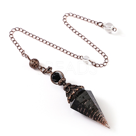 Natural Obsidian & Resin Hexagonal Pointed Dowsing Pendulums PW-WG7D05E-19-1
