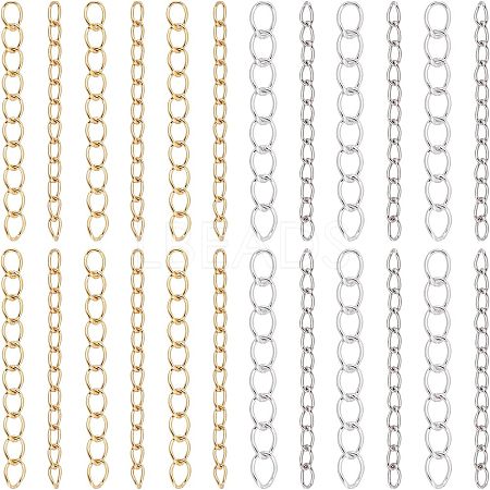 Unicraftale 120Pcs 4 Style 304 Stainless Steel Curb Chains Extender STAS-UN0038-16-1