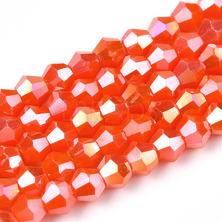 Opaque Solid Color Electroplate Glass Beads Strands EGLA-A039-P2mm-B03-1