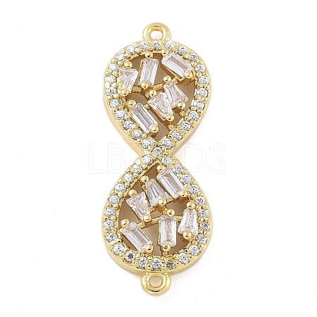 Rack Plating Brass Clear Cubic Zirconia Infinity Connector Charms KK-A234-036G-02-1