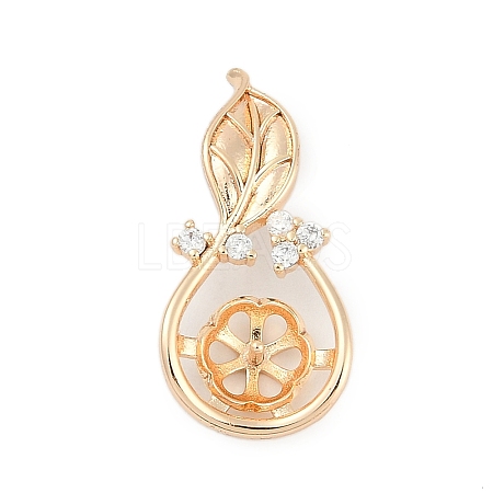 Brass Micro Pave Clear Cubic Zirconia European Dangle Charms Bails X-KK-Q026-14G-1