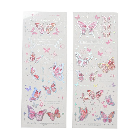 2Pcs Butterfly Waterproof PET Stickers DIY-G116-03A-1