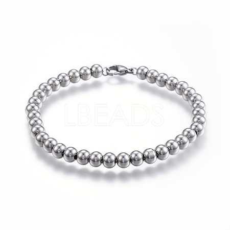 304 Stainless Steel Ball Chain Bracelets STAS-J023-09P-1